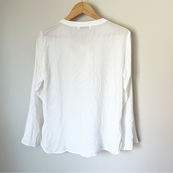 Sandro Paris Cleo Tie Lace Up Silk Blouse Ecru Off-White 2 EU 38 NWOT - Picture 14 of 15